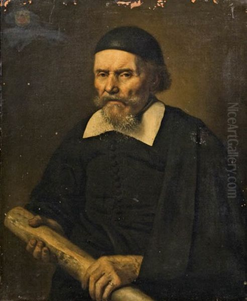 Portrat Eines Herren Mit Einer Schriftrolle Oil Painting by Samuel Van Hoogstraten