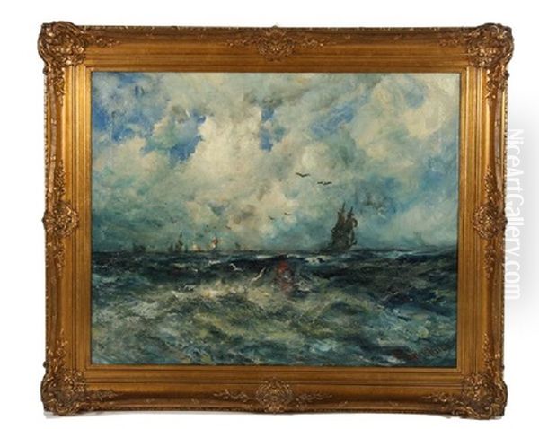 The Harbor Oil Painting by Robert B. Hopkin