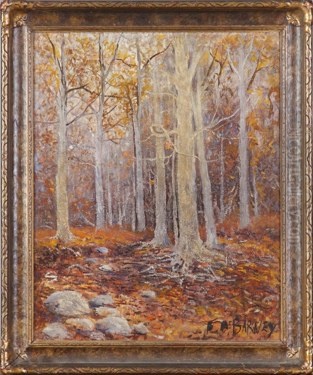 Autumn Trees Oil Painting by Frank A. Barney