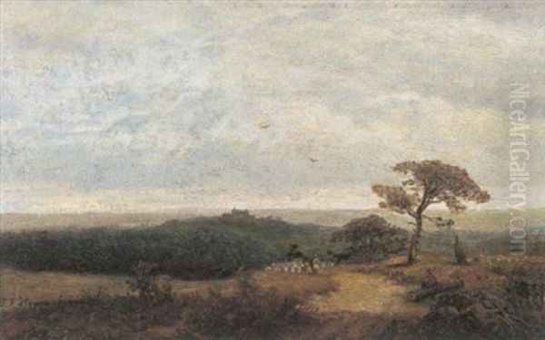 Landschap Met Herder Oil Painting by Johannes Franciscus Hoppenbrouwers