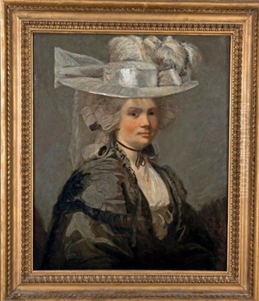 Portrait De Femme Au Chapeau Dit Portrait D'elizabeth Gooden Houghton, Lady Elizabeth Taylor (? -1821) Oil Painting by Sir John Hoppner