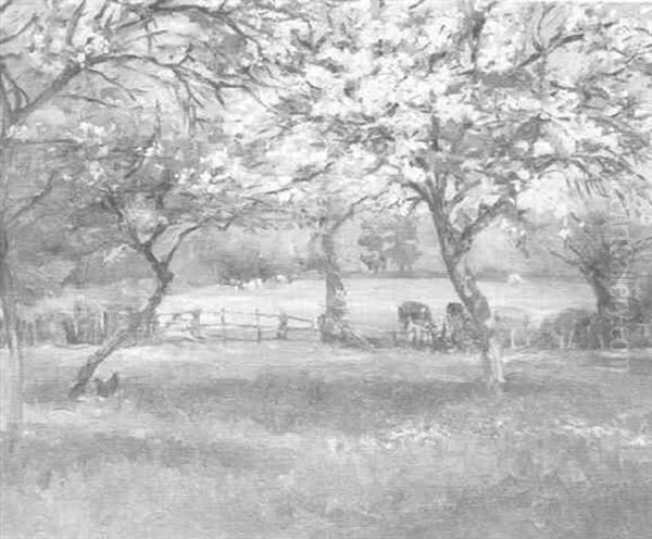 Blossom Trees Oil Painting by Gwendoline Margaret Hopton