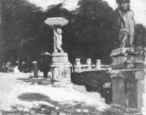 A Walk In The Tuileries Oil Painting by Gwendoline Margaret Hopton