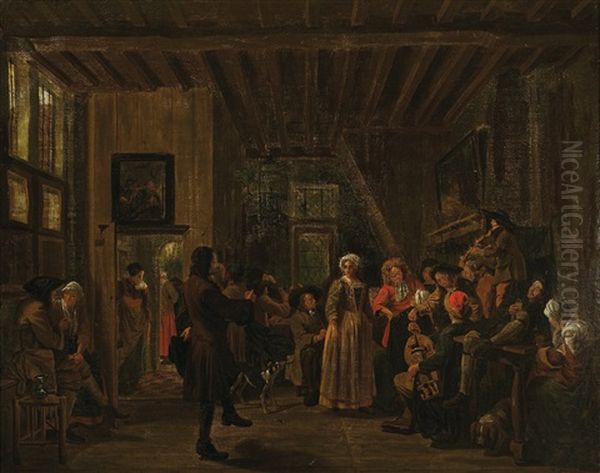 Interieur Met Bruiloftsfeest Oil Painting by Jan Josef Horemans the Elder