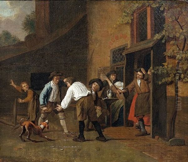 Rauferei Vor Dem Wirtshaus Oil Painting by Jan Josef Horemans the Elder