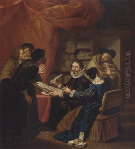 The Lawyer's Office Oil Painting by Jan Josef Horemans the Elder
