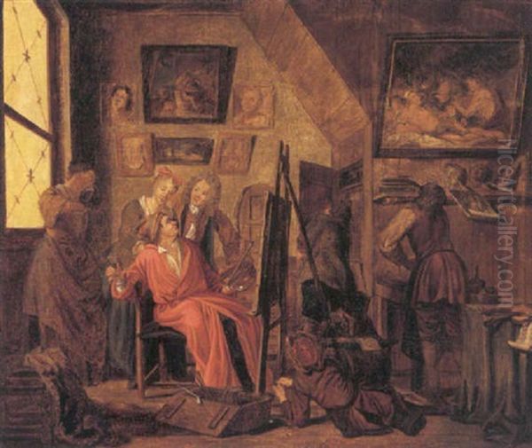 Pa Besog I Kunstnerens Atelier Oil Painting by Jan Josef Horemans the Elder