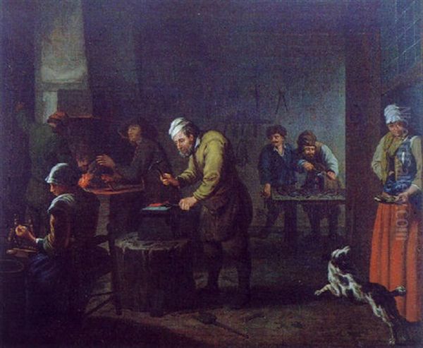 Der Schmied In Seiner Werkstatt Oil Painting by Jan Josef Horemans the Elder