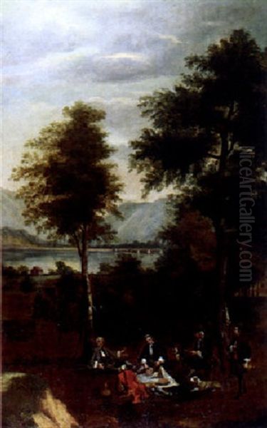 Weite Seelandschaft Mit Figuren Im Vordergrund Oil Painting by Jan Josef Horemans the Elder