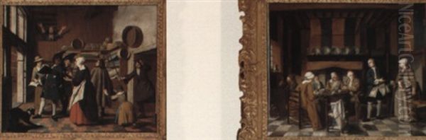 Interior Of A Mercer's Shop Oil Painting by Jan Josef Horemans the Elder