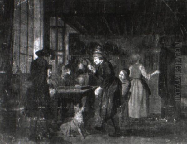 Interieur De Cabaret Oil Painting by Jan Josef Horemans the Elder