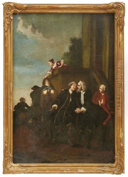 Pendants Mit Gesellschaftsszenen Oil Painting by Pieter Jacob Horemans