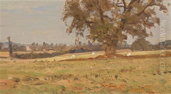 Weide Mit Grosem Baum Oil Painting by Theodor von Hoermann