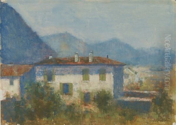 Hauser Am Abend Oil Painting by Josef Horn