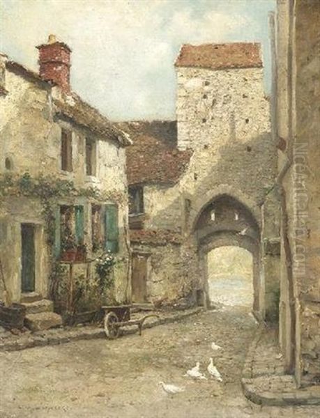 Im Alten Boppard Am Rhein. Fruhmorgendliche Stimmung An Einem Alten Stadttor Oil Painting by Leon Hornecker