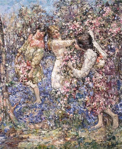 Gathering Blossom Oil Painting by Edward Atkinson Hornel