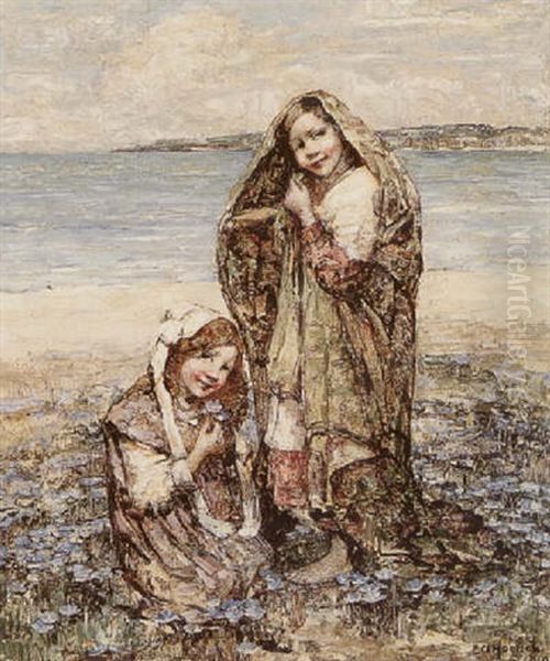 Coastal Flowers Oil Painting by Edward Atkinson Hornel