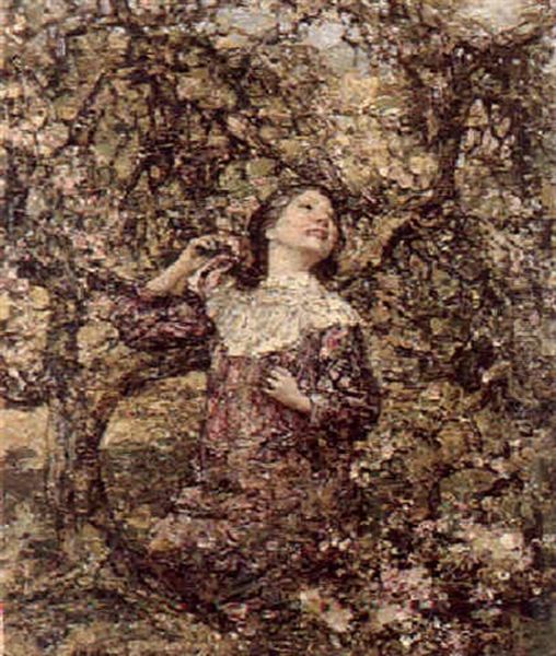 Apple Blossom Oil Painting by Edward Atkinson Hornel