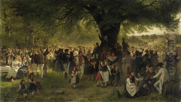 Schwalmer Festvergnugen Oil Painting by Friedrich Adolf Hornemann