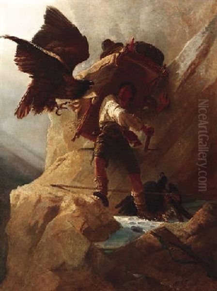Im Hochgebirge Oil Painting by Friedrich Adolf Hornemann