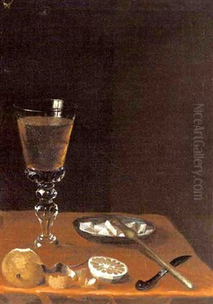 Opstilling Med Glaspokaler Og Frugter Oil Painting by Johan Hoerner