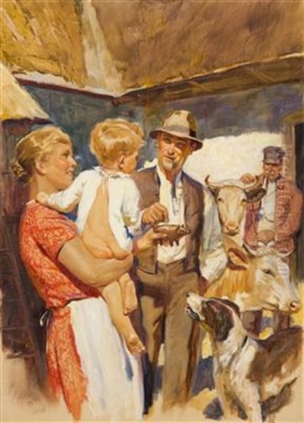 Young Saver Oil Painting by Frantisek Hornik-Lansky