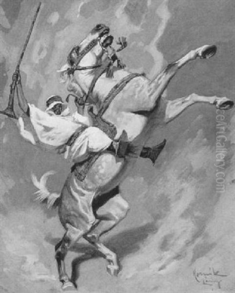 Arabischer Reiter Oil Painting by Frantisek Hornik-Lansky