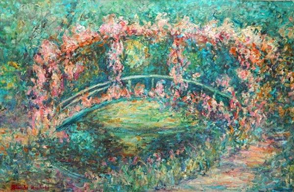 Le Pont Japonais A Giverny Oil Painting by Blanche Hoschede-Monet