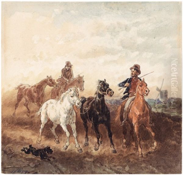 Die Rosstauscher (+ 4 Others; 5 Works) Oil Painting by Theodor Hosemann