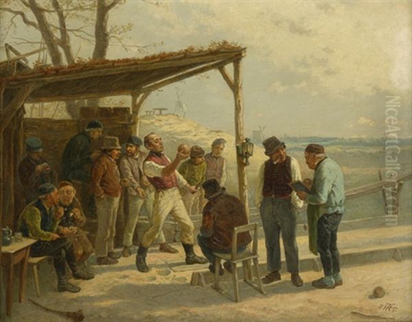 Auf Der Kegelbahn Oil Painting by Theodor Hosemann
