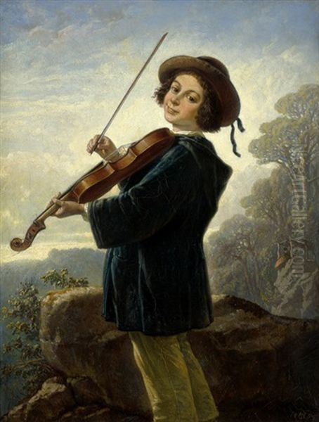 Der Junge Geiger Oil Painting by Theodor Hosemann