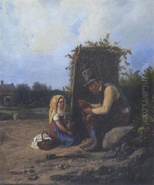 Bei Der Brotzeit Oil Painting by Theodor Hosemann