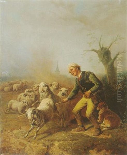 Der Vergnugte Schafhirte Oil Painting by Theodor Hosemann