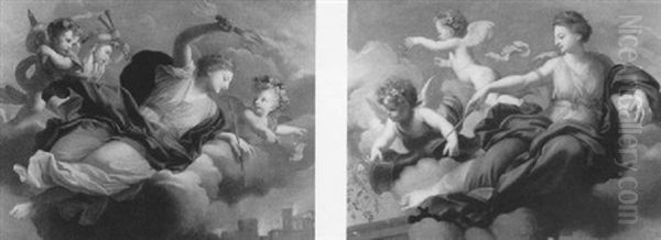 Allegory Of Good Fortune & Allegory Of Bad       Fortune Oil Painting by Michel-Ange Houasse