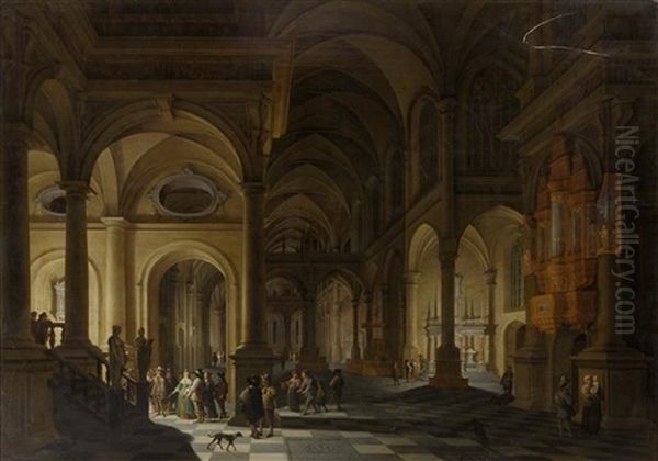 Interieur Einer Kirche Mit Figurenstaffage Oil Painting by Gerard Houckgeest