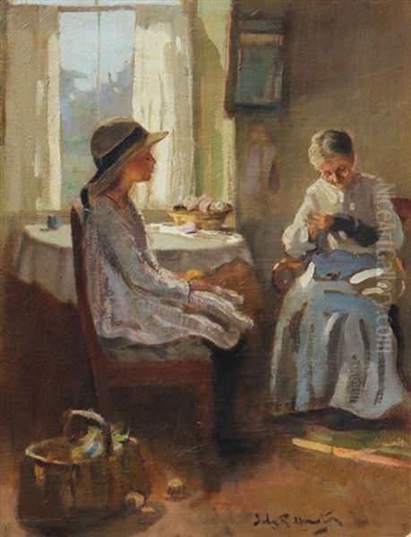 A Visit To Grandma Oil Painting by John Rennie MacKenzie Houston