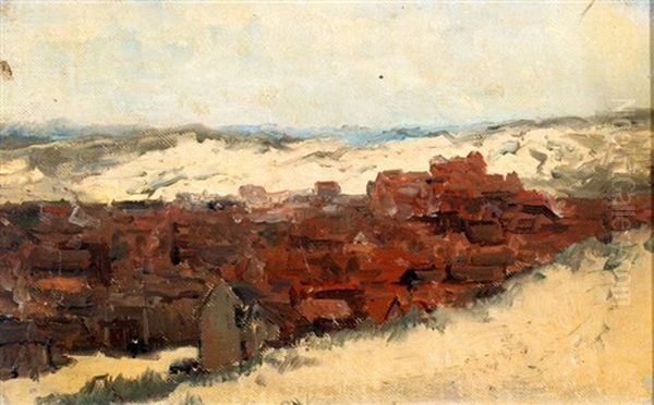 Schets Van Het Dorp Scheveningen / Studie Van Het Panorama Oil Painting by Barbara van Houten