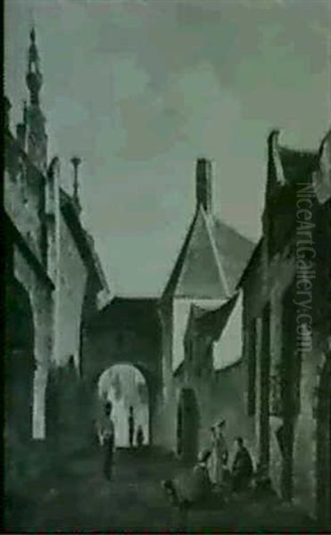 Sommertag In Einer Hollandischen Stadt Oil Painting by Bartholomeus Johannes Van Hove