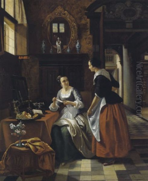 Der Brief Oil Painting by Johannes Hubertus van Hove