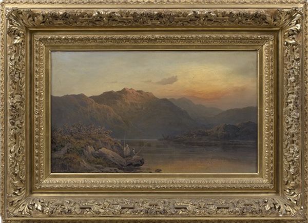 Sunset Llyn- Creiganen Near Dolgelly, 
North Wales Oil Painting by George Howard
