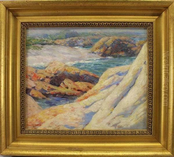 Coastal Scene With Rocks Oil Painting by Marion P. Howard