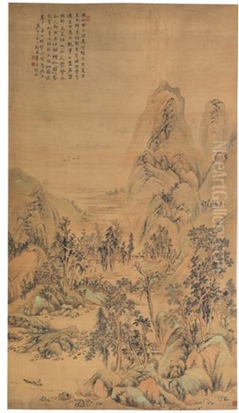 Village Scene Oil Painting by Hua Yan