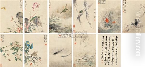 Flowers And Animals (album W/10 Works) Oil Painting by Hua Yan