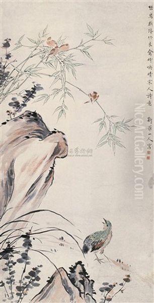 Flowers And Birds Oil Painting by Hua Yan