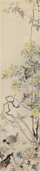 Flowers And Birds Oil Painting by Hua Yan