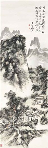 Conversations In The Hut Oil Painting by Huang Binhong