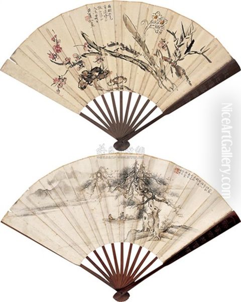 Character And Flowers Oil Painting by Huang Binhong