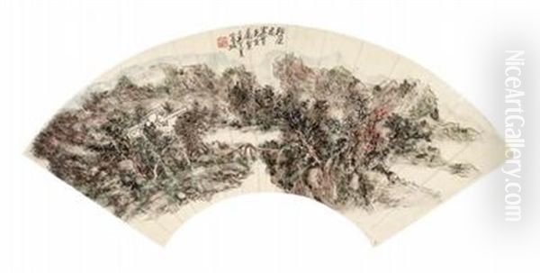 Cottage In Deep Mountain Oil Painting by Huang Binhong