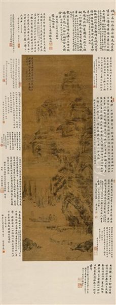 Boating Under The Red Cliff Oil Painting by Huang Daozhou