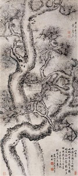 Pine Oil Painting by Huang Daozhou